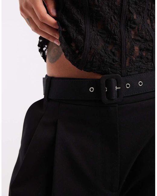 Pantaloni A Fondo Ampio Neri Sartoriali Con Cintura E Vita Bassa di ASOS in Black