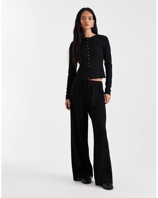 ASOS Black Mix & Match Textured Long Sleeve Button Down Top