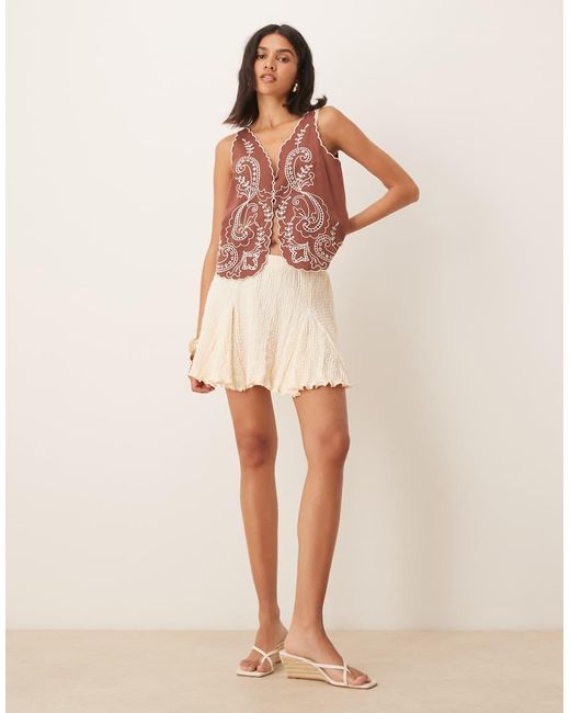 ASOS Natural Textured Godet Mini Skirt