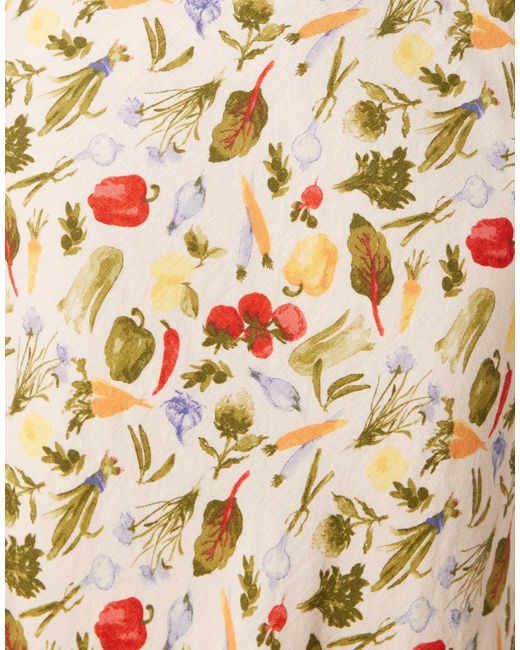 Jupe longue coupée en biais en lin mélangé à imprimé légumes Abercrombie & Fitch en coloris Natural