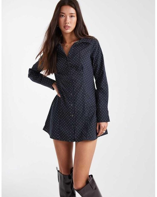 Miss Selfridge Blue Fitted Poplin Shirt Dress