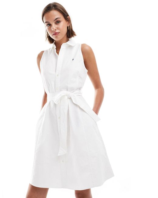Polo Ralph Lauren White Shirt Dress With Logo