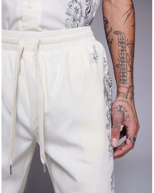 Liquor N Poker Gray Royal Emblem Print Motif Shorts for men