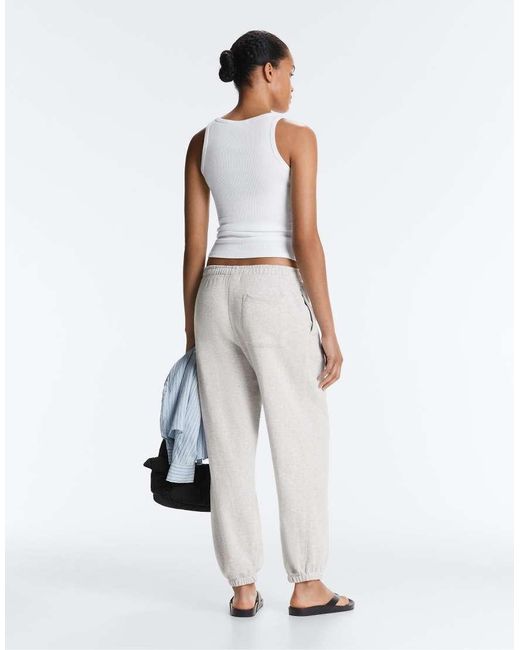 Oysho White Fitted Rib Strap T-Shirt With Cotton And Modal