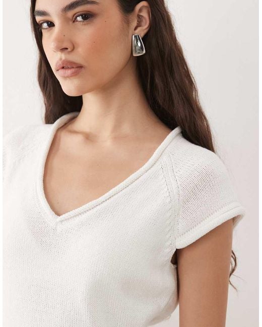 ASOS Natural Knitted Cotton Blend Boat Neck Dress