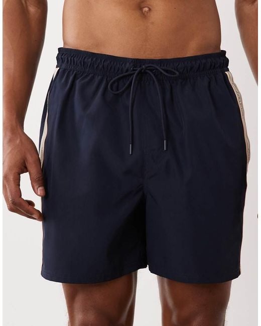 Calvin Klein Blue Taped Logo Drawstring Swim Short for men