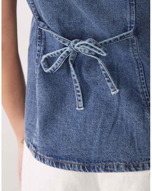 Threadbare Blue Crew Neck Denim Waistcoat