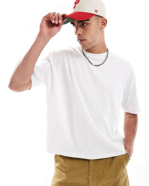 Camiseta Blanca De Corte Cuadrado Extragrande Con Estampado Gráfico Veraniego En La Espalda De ASOS de hombre de color Blue