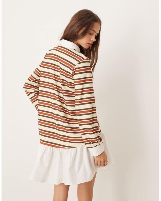 ASOS Hybride Gestreepte Mini Rugbyjurk Met Lange Mouwen in het Multicolor