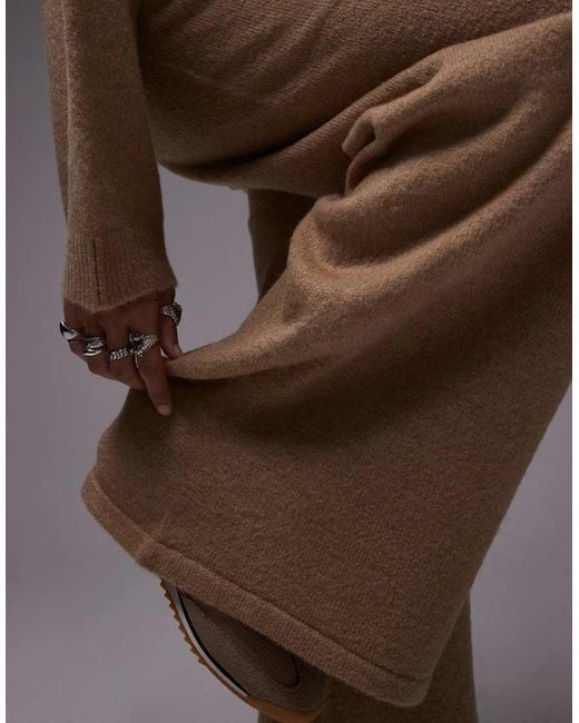 ASOS Pluizige Gebreide Broek Met Wijde Pijpen in het Brown