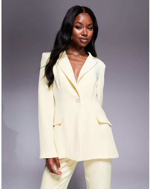 ASOS Natural Co-ord Single Breasted Tailored Suit Blazer