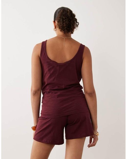 Mama.licious Red Mamalicious Maternity Cotton Vest With Side Poppers And Shorts Set