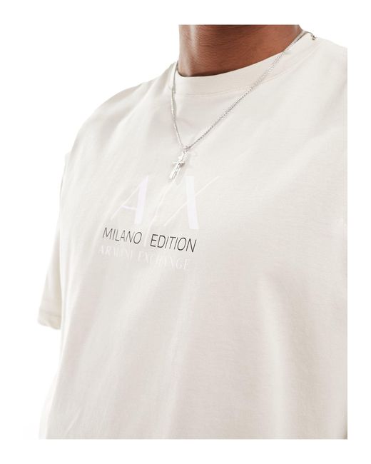 T-shirt confort avec logo au centre Armani Exchange pour homme en coloris White