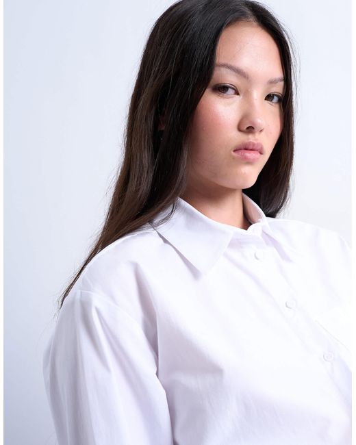 TOPSHOP White Cinched Oversized Poplin Shirt