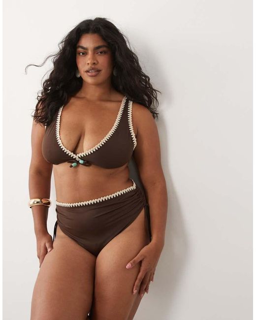 ASOS Black Asos Design Curve Whitney Whip Positano High Apex Triangle Bikini Top