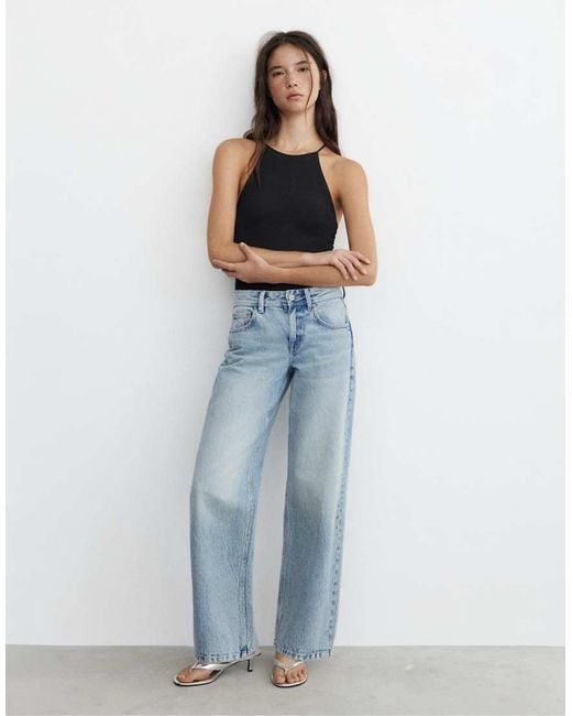 Pull&Bear Blue Halter Strappy Bodysuit