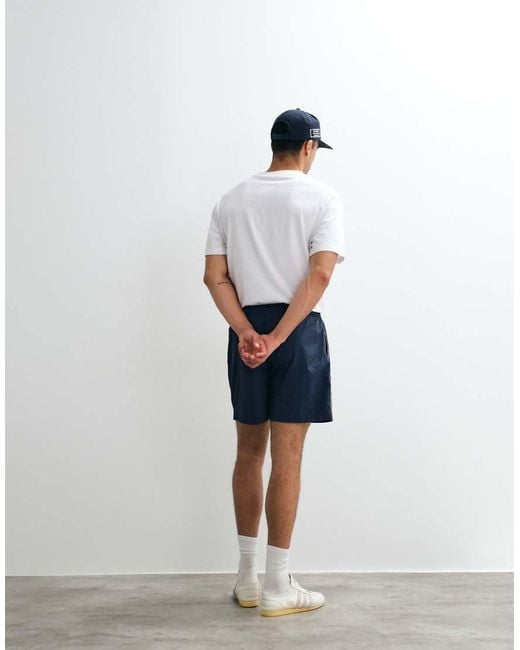 Abercrombie & Fitch Blue Nylon Shorts With Side Stripe for men