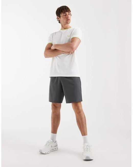 Fred Perry White Tennis Co-Ord Performance Ringer Logo T-Shirt for men