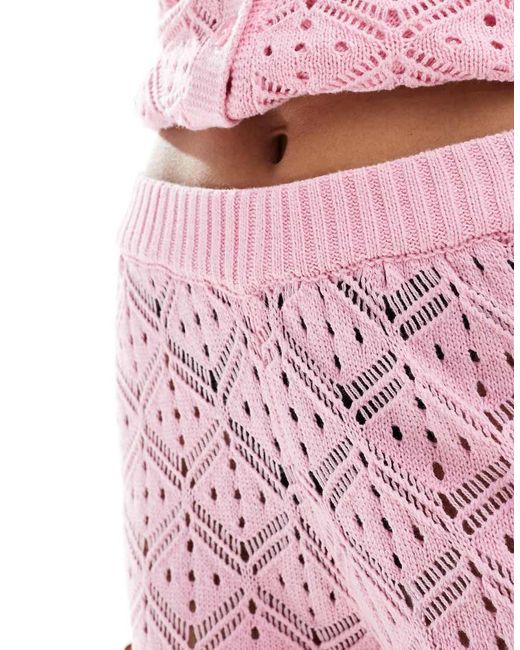 Pantalones Playeros Chicle De Pernera Ancha De Croché Hibiscus De (Parte De Un Conjunto) The Frolic de color Pink
