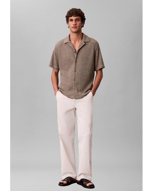 Calvin Klein Gray Textured Knit Short Sleeve Shirt for men