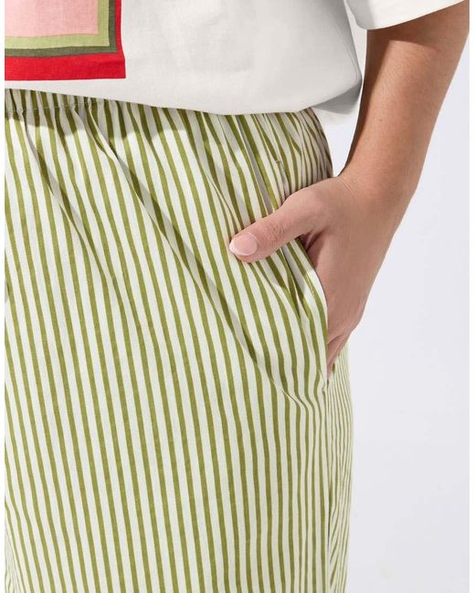 Yours Clothing Green Stripe Wide Leg Trousers