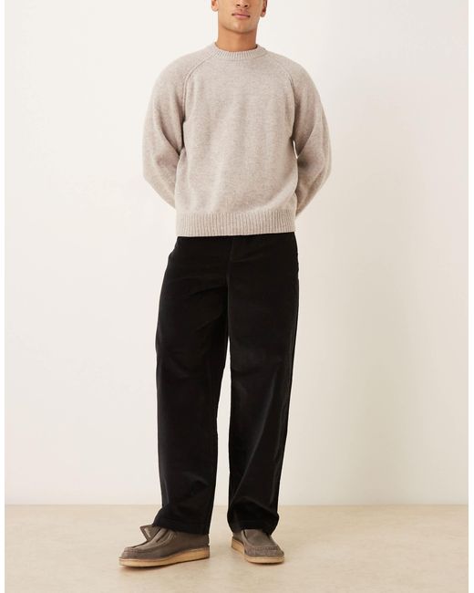 Pantalon droit ample en velours côtelé ASOS pour homme en coloris Black