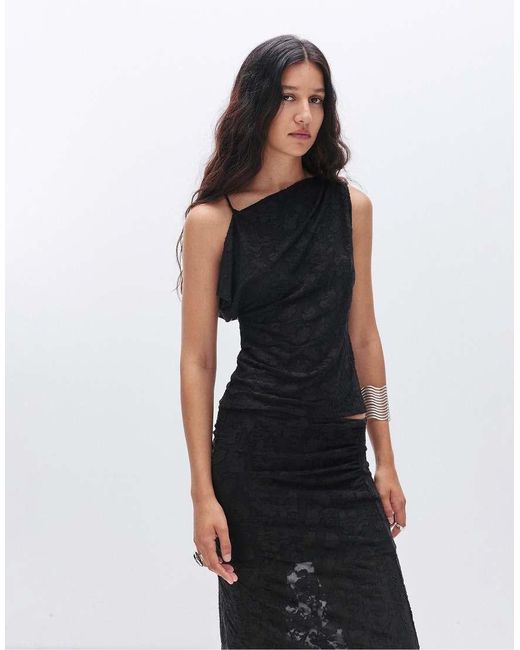 Pull&Bear Black Asymmetric Cami Top