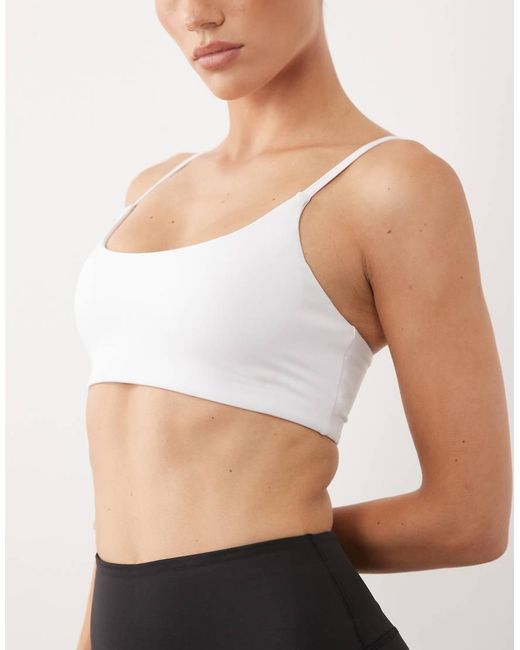 4505 White Icon Scoop Neck Light Support Sports Bra With Adjustable Straps