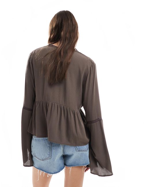 Miss Selfridge Brown – schößchenbluse