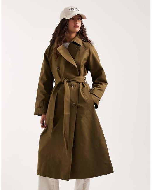 ASOS Green Longline Water Repellent Trench Coat