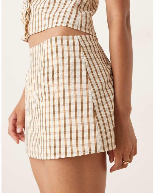 Minifalda Marrón Con Estampado A Cuadros Solla De Motel de color Natural