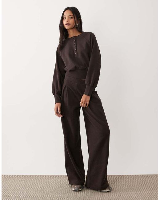 ASOS Black Long Sleeve With Cinched Waist And Button Detail Co-Ord Top