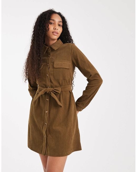 Threadbare Brown – hemdkleid aus cord