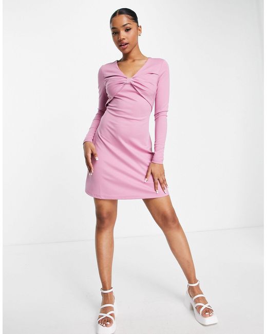 Urban Revivo Bow Front Mini Dress in Pink | Lyst
