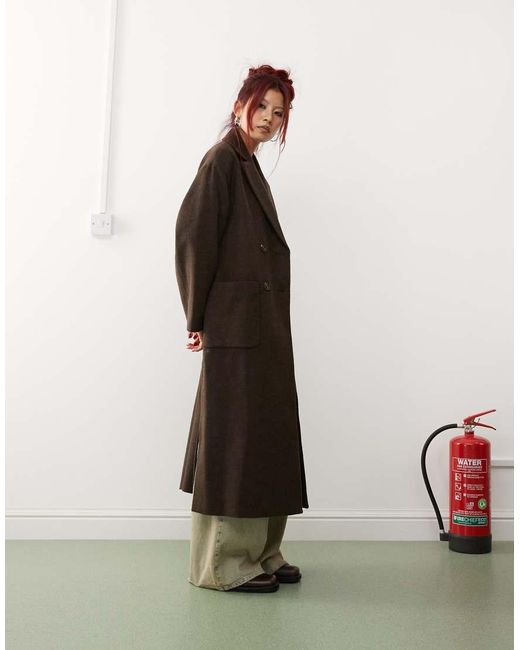 Monki Brown Belted Double Breasted Coat