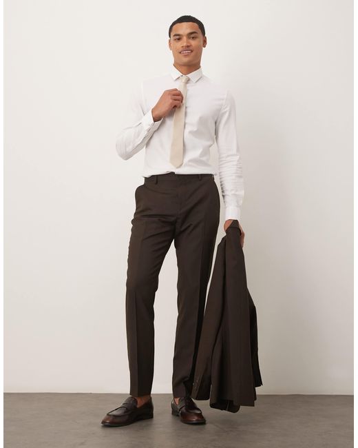 SELECTED – slim-fit-hose aus wollmix in Natural für Herren