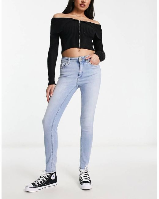ONLY Blue Blush Skinny Jeans With Frayed Hem