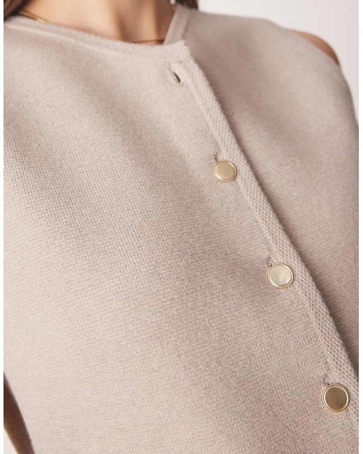 Abercrombie & Fitch Natural High Neck Button Through Knit Vest