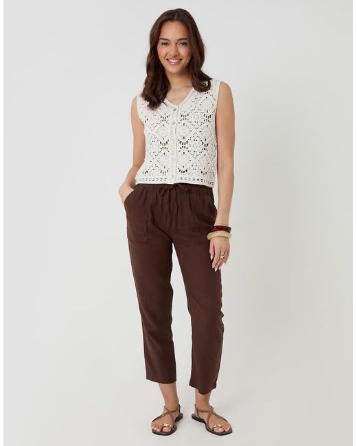 Threadbare White Crochet Button Up Vest