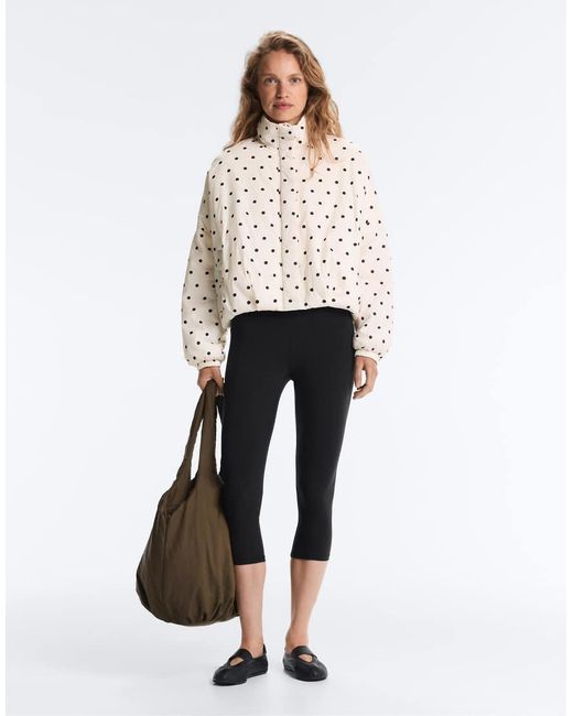 Oysho Natural Waterrepellent Fellex® Aerogel Polka Dot Padded Jacket