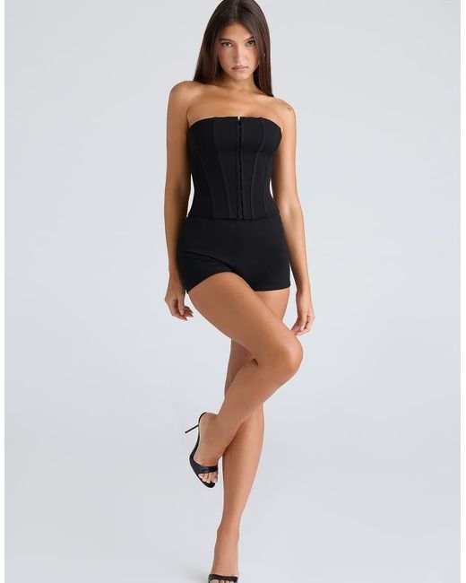 House Of Cb Black The Strapless Stretch Corset Top