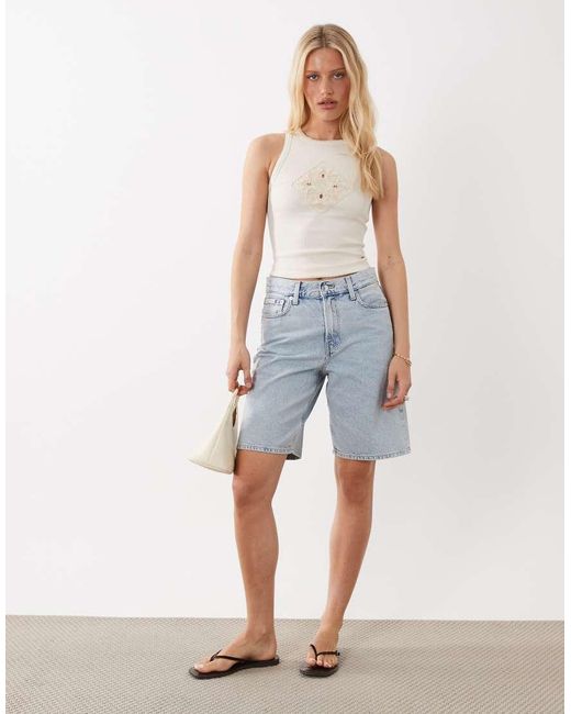 Miss Selfridge Natural Rib Vest Top With Embroidered Trim