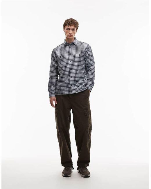 ASOS Gray Relaxed Micro Plaid Shirt With Pockets for men