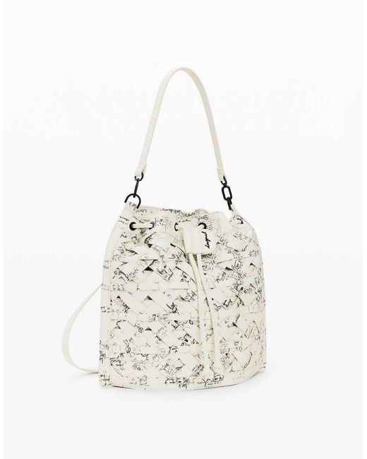 Desigual White Medium Backpack Lettering