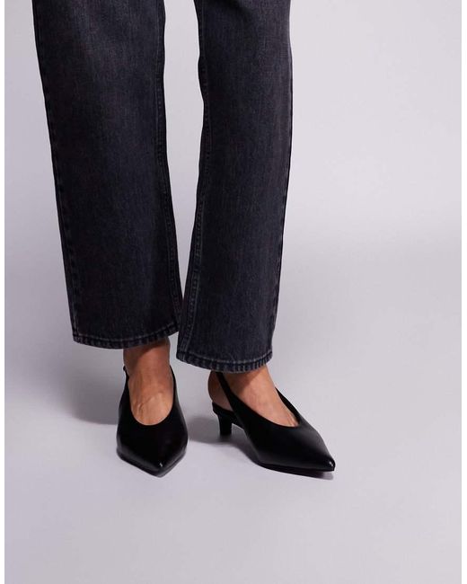 Public Desire Blue Saskia Slingback Kitten Heel Shoes