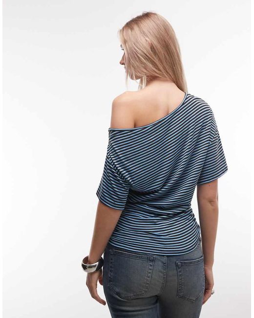 Collusion Blue Off-Shoulder Drapey Top
