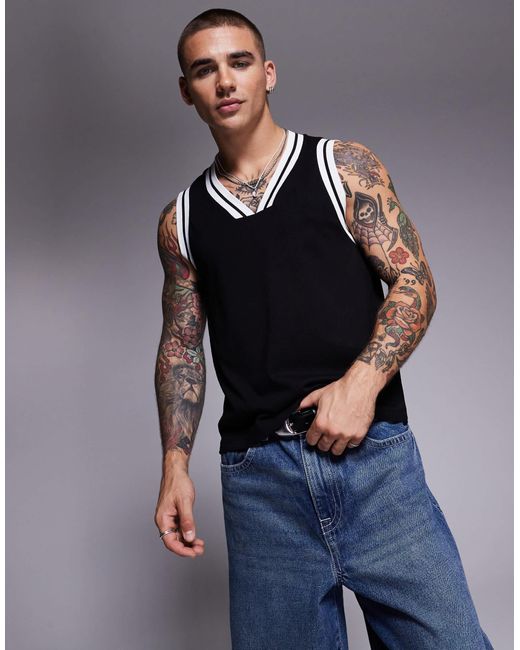 ASOS – kastiges trägershirt in Blue für Herren