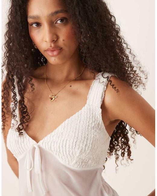 ASOS White Mesh Cami Top With Bow Detail