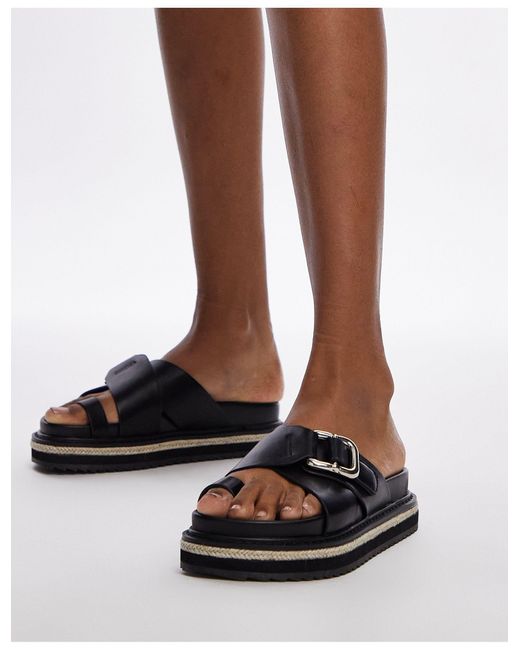 Jenny - sandali espadrilles neri con fibbia di TOPSHOP in Brown