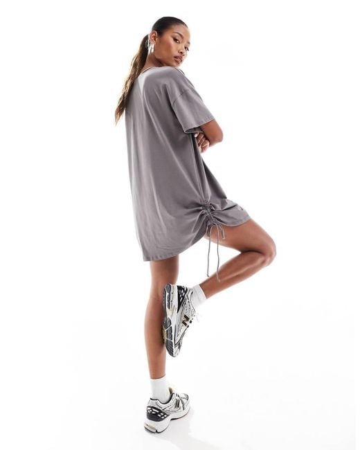 In The Style Exclusive Ruched Side Oversized Mini T Shirt Dress in White Lyst UK